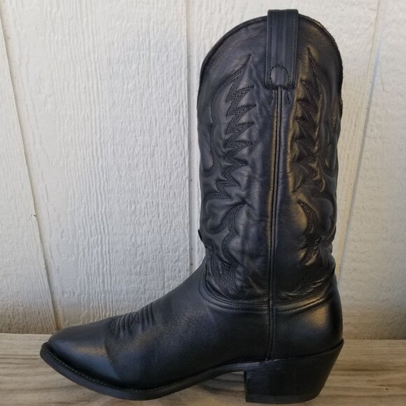 Abilene Top Grain Mens Black Leather Cowboy Western Boots 10 EE 6559 USA - Picture 9 of 13